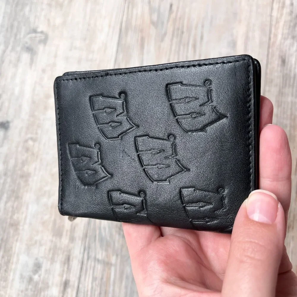 UW Madison Leather Wallet Black Embossed Badgers Keychain Wallet Minimalist